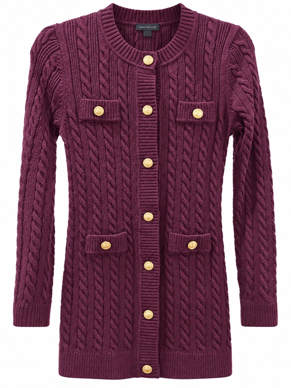 ๐บ Ann Taylor Plum Cable-Knit Long Cardigan - Picture 3 of 5